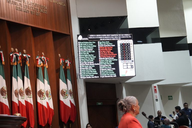 Pizarra electrónica muestra sentido de voto de cada diputada y diputado.