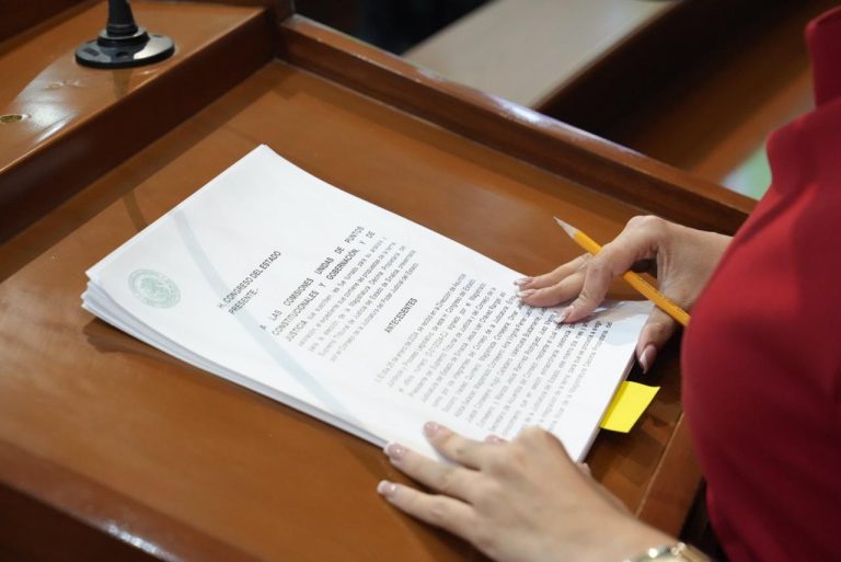 En tribuna aparece documento que es leído por diputada.