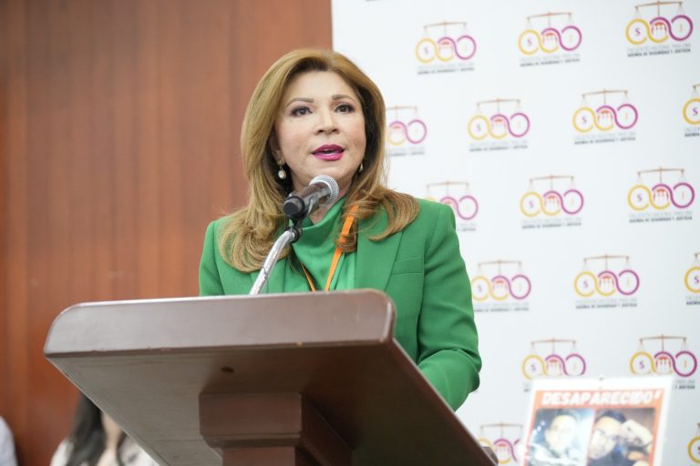 Diputada Gloria Himelda Félix habla en podium.