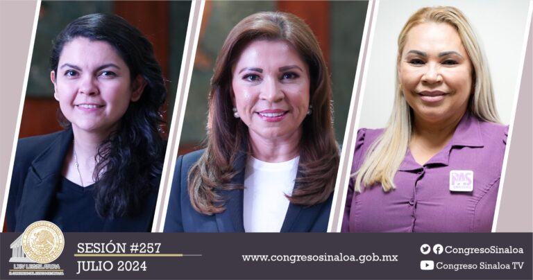Foto compuesta con tres diputadas que participan en posicionamiento.