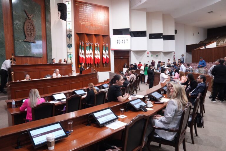 Diputadas y diputados siguen la sesión ordinaria desde sus asientos.
