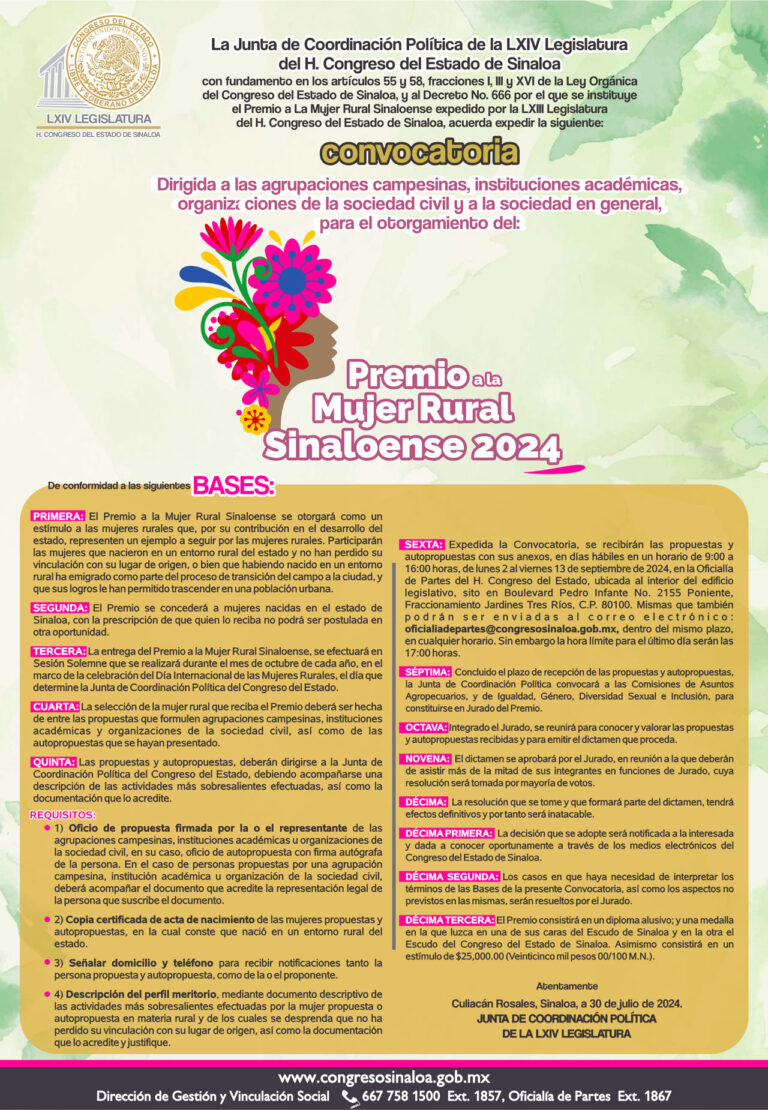 Convocatoria impresa para elegir a la Mujer Rural 2024.