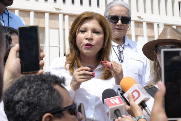Diputada Gloria Himelda Félix, habla ante periodistas.