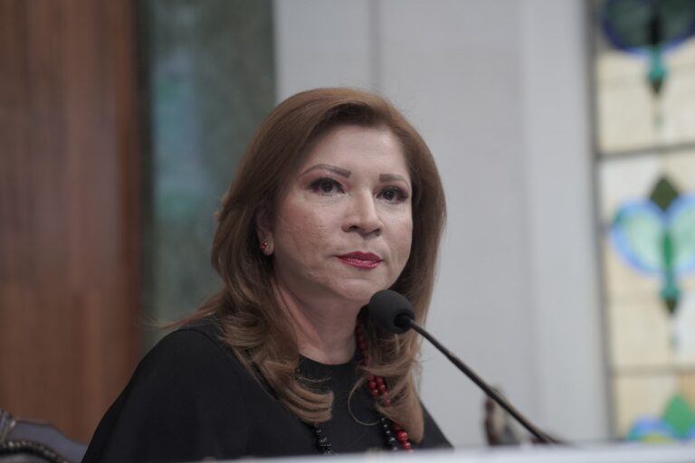 Diputada Gloria Himelda Félix Niebla habla ante micrófono en tribuna.