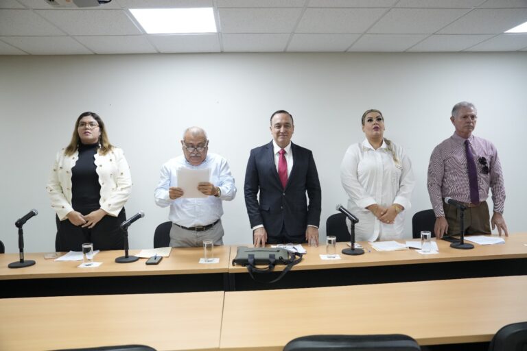 Integrantes de Comisión Instructora se ponen de pie para declararse instalados.