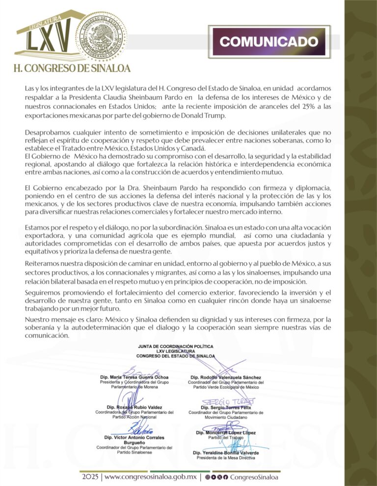 Foto de documento de apoyo del Congreso hacia la presidenta Claudia Sheinbaum.