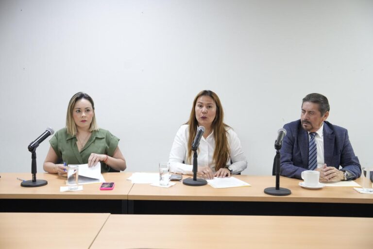 Dos diputadas y un diputado de seguridad pública participan en reunión de trabajo.