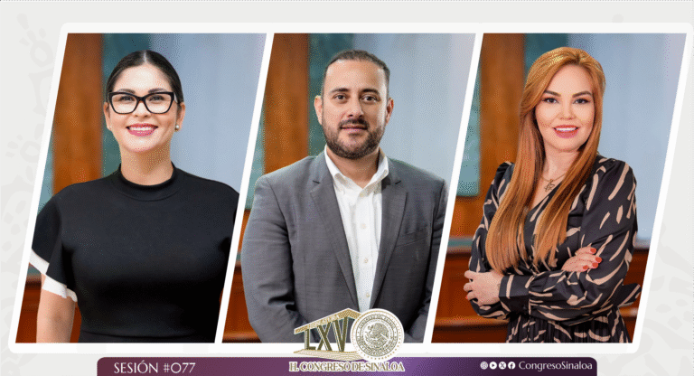 Diseño con fotografías de dos diputadas y un diputado que participaron en tribuna.