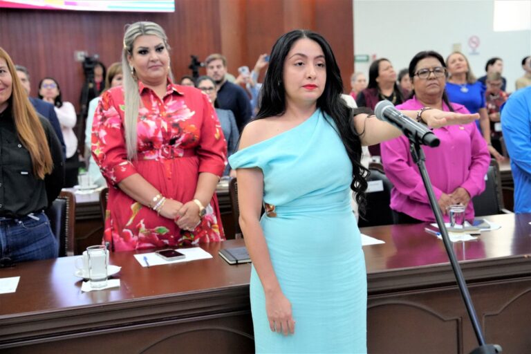 Titular de la UTE, Silvia Alejandra Pineda, rinde protesta ante diputadas y diputados.