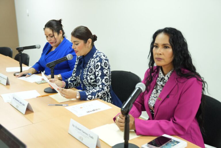 Tres diputadas de la comisión participan en la reuión.