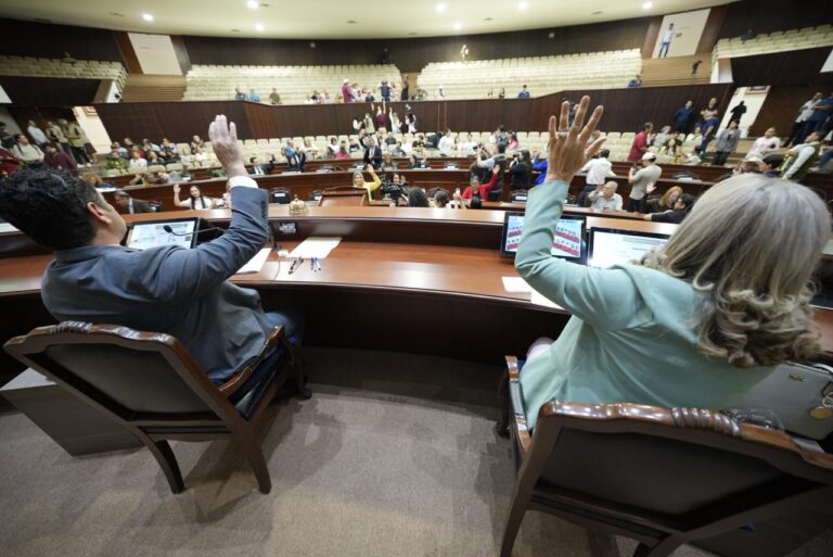 Diputadas y diputados votan a favor levantando sus manos.
