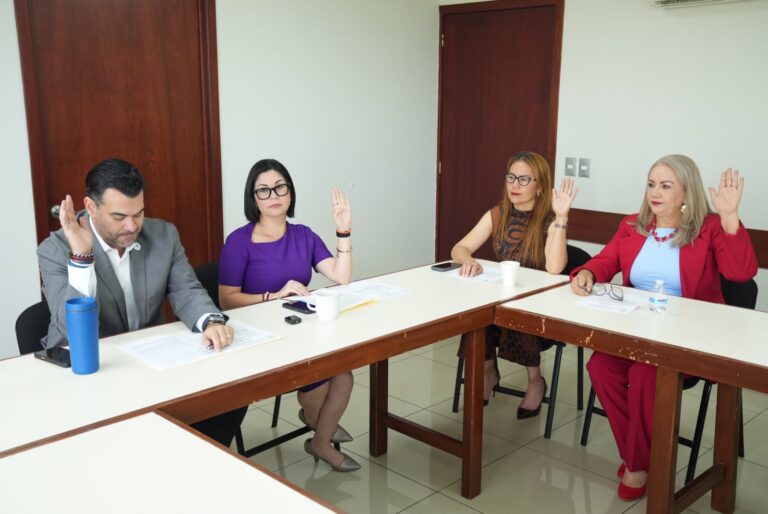 Integrantes de la comisión sesionan en su Sala de Juntas.