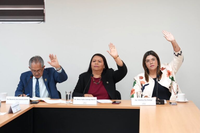 Dos diputadas y un diputado votan a favor de dictamen.