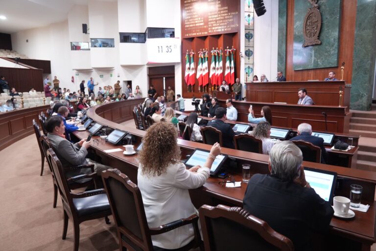 Diputadas y diputados permanecen en sus asientos durante la sesión extraordinaria.