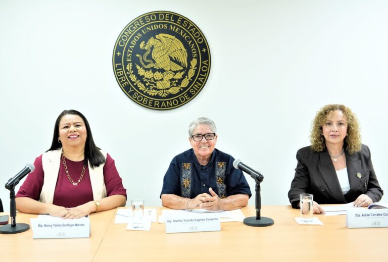 Tres diputadas de la comisión participan en la reunión de trabajo.