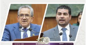 Diseño con imágenes de los dos diputados que hablaron sobre Cuauhtémoc Cárdenas.