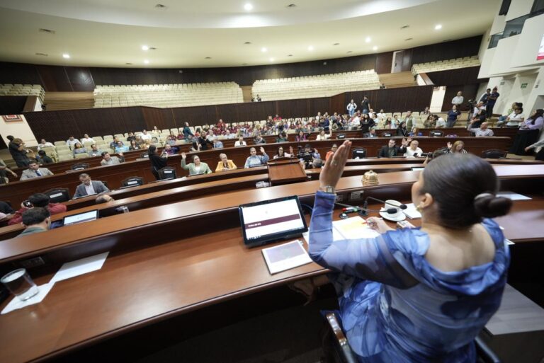 Diputadas y diputados votan levantando sus manos, desde sus asientos.