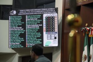 La pizarra electrónica se pinta de verde al registrar sólo votos a favor.