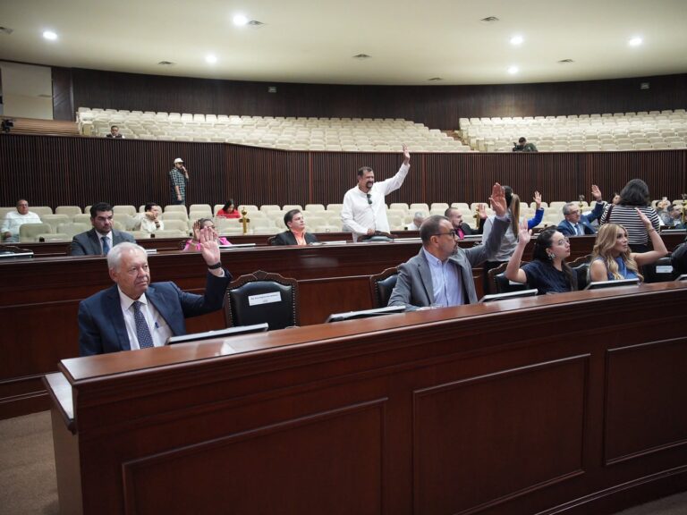 Foto que muestra las dos hileras en que están sentadas diputadas y diputados y al fondo el auditorio.